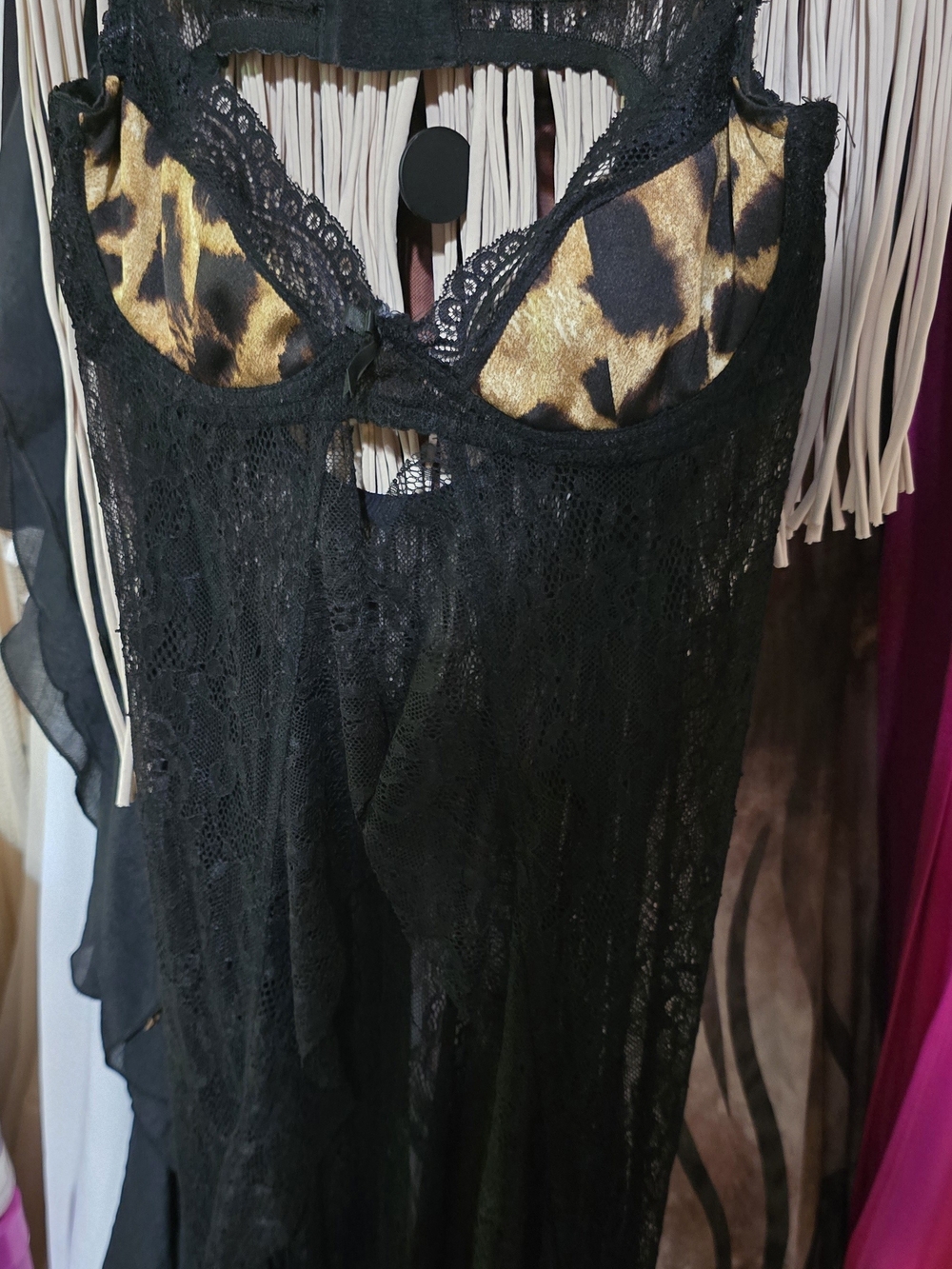 Jaded Black Lace Leopard Print Sheer Maxi Top/ Dress